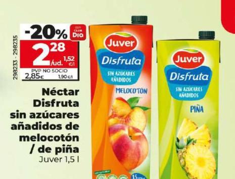 Oferta de Juver - Néctar Disfruta Sin Azucares Anadidos De Melocoton / De Pina  por 2,28€ en Dia