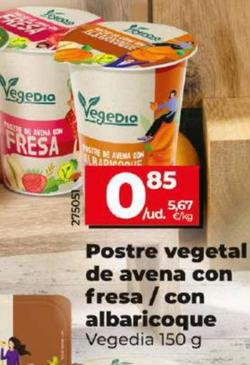 Oferta de Vegedia - Postre Vegetal De Avena Con Fresa / Con Albaricoque  por 0,85€ en Dia