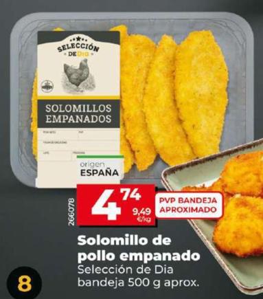 Oferta de Dia -Solomillo de pollo empanado  por 4,74€ en Dia