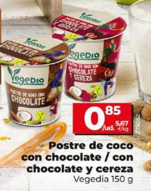 Oferta de Vegedia - Postre De Coco Con Chocolate / Con Chocolate Y Cereza por 0,85€ en Dia