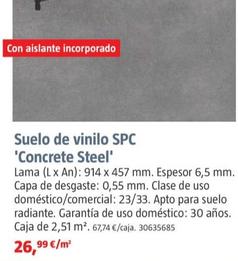 Oferta de Suelo De Vinilo SPC Concrete Steel por 24,99€ en BAUHAUS