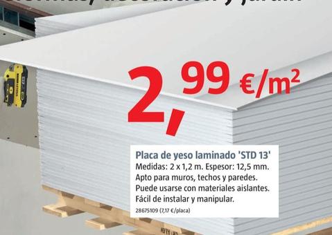 Oferta de Placas De Yeso Laminado 'STD 13' por 2,99€ en BAUHAUS