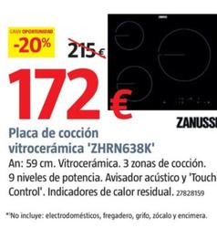 Oferta de Zanussi - Placa de coccion vitroceramica ZHRN638K por 172€ en BAUHAUS