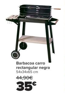 Oferta de Barbacoa Carro Rectangular Negra por 35€ en Carrefour