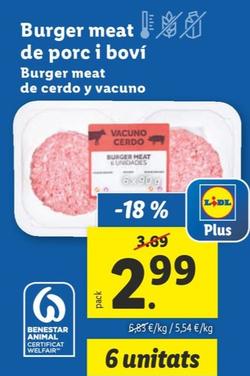Oferta de Burger Meat de Cerdo y Vacuno por 2,99€ en Lidl