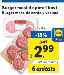 Oferta de Burger Meat De Cerdo y Vacuno por 2,99€ en Lidl