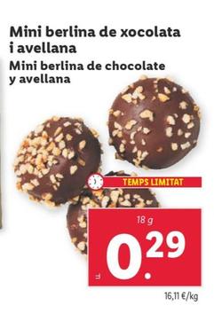 Oferta de Mini Berlina De Chocolate Y Avellana por 0,29€ en Lidl