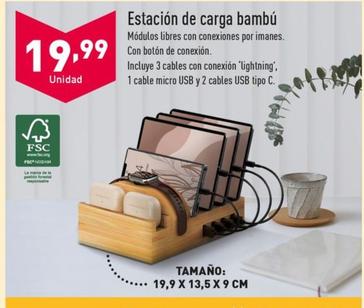 Oferta de Estacion De Carga Bambu por 19,99€ en ALDI