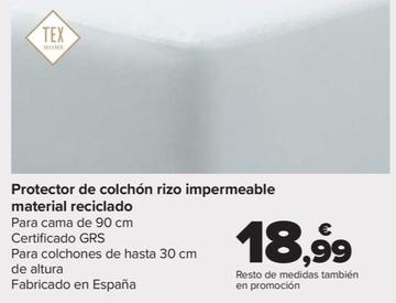 Oferta de Tex Home - Protector De Colchón Rizo Impermeable Y  Transpirable Antiácaros por 18,99€ en Carrefour