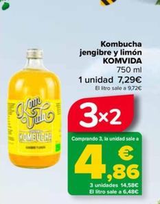 Oferta de Komvida - Kombucha Jengibre Y Limón   por 7,29€ en Carrefour