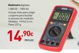 Oferta de Multimetro digitales 1.000 DC - 750V AC por 14,9€ en Mi Bricolaje