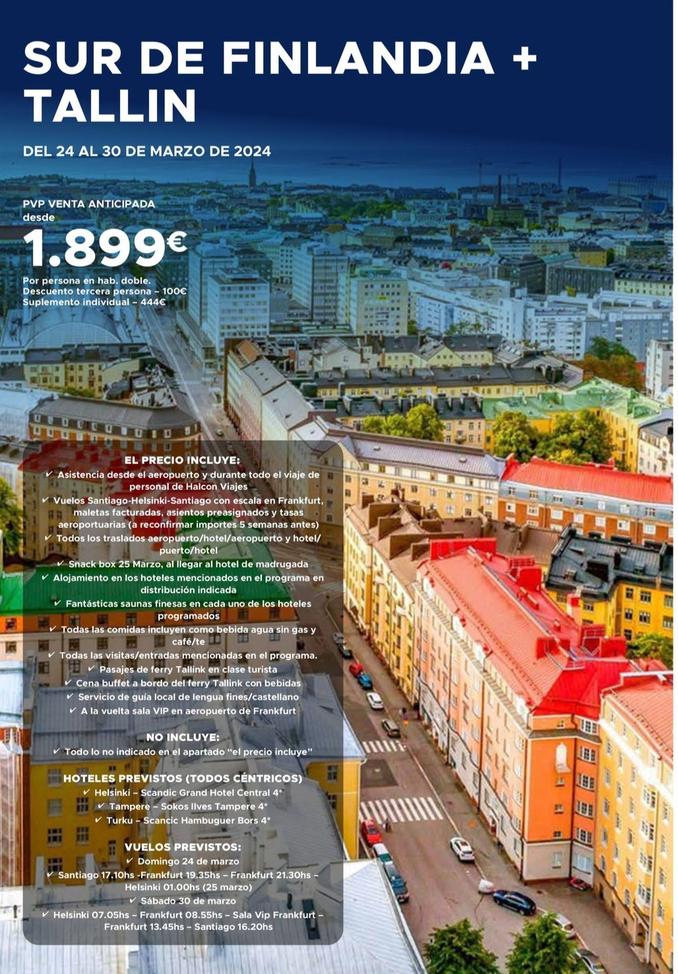 Oferta de Sur De Finlandia + Tallin por 1899€ en Halcón Viajes