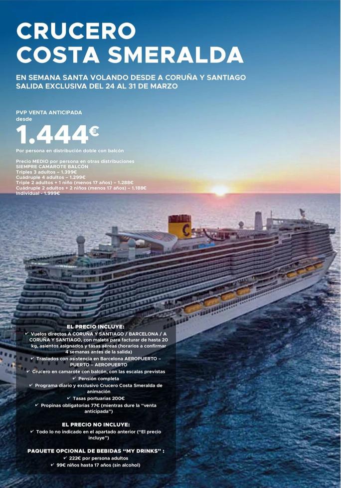 Oferta de Crucero Costa Smeralda por 1444€ en Halcón Viajes