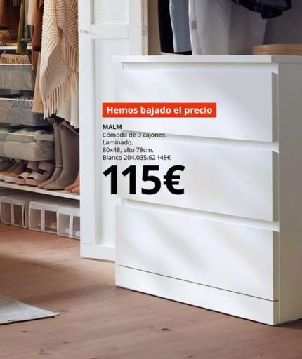 Oferta de Malm Comoda De 3 Canojes por 115€ en IKEA