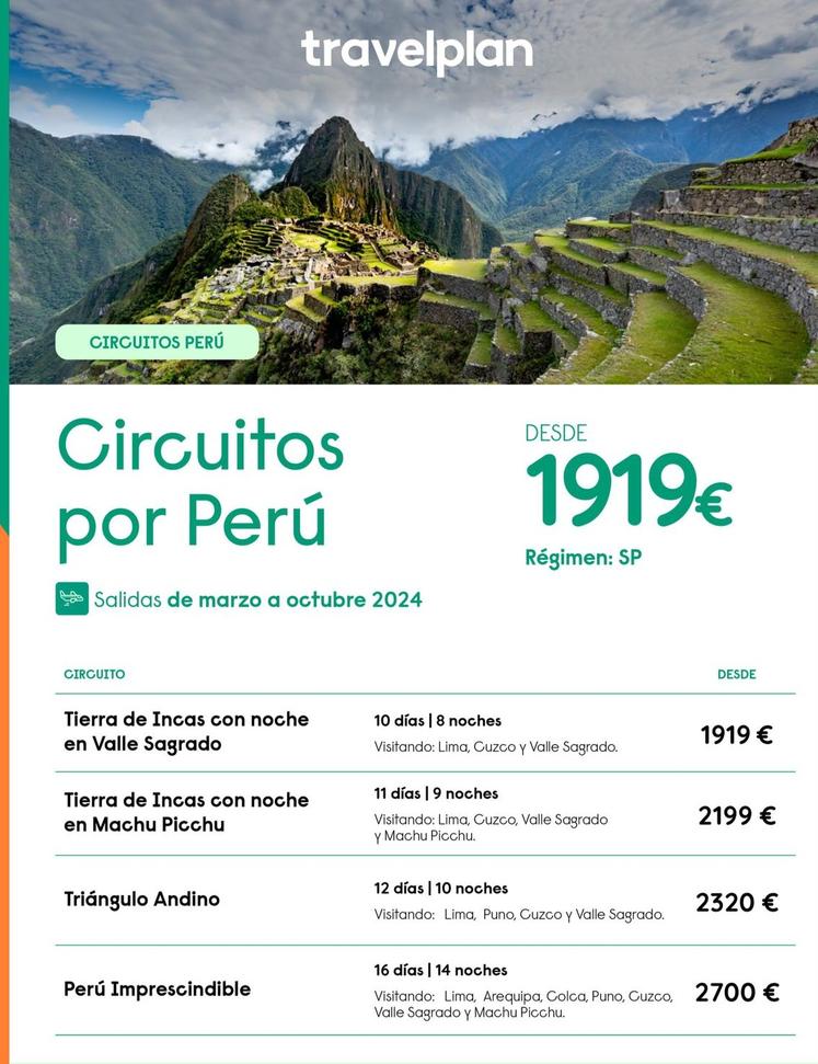 Oferta de Travelplan - Circuitos Por Peru por 1919€ en Travelplan