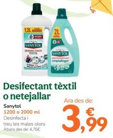 Oferta de Sanytol - Desifectant Tèxtil O Netejallar  por 3,99€ en Tiendanimal