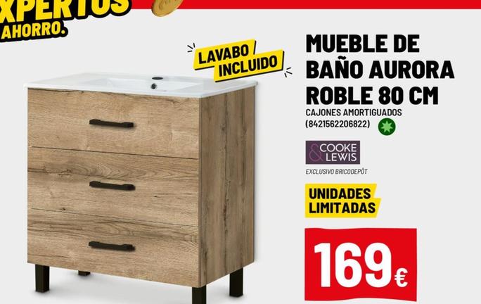 Oferta de Cooke & Lewis - Mueble De Bano Aurora Roble por 1,69€ en Brico Depôt