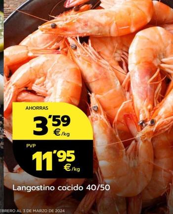 Oferta de Langostino Cocido por 3,59€ en BM Supermercados