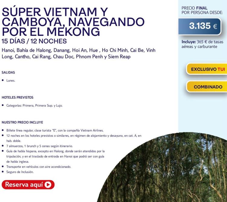 Oferta de Viajes a Vietnam por 3135€ en Tui Travel PLC