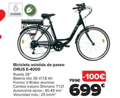 Oferta de Bicicleta Asistida De Paseo  ORUS E-4000 por 699€ en Carrefour