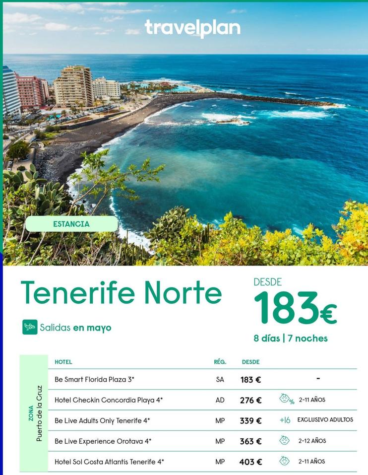Oferta de Travelplan - Viajes A Tenerife por 183€ en Travelplan