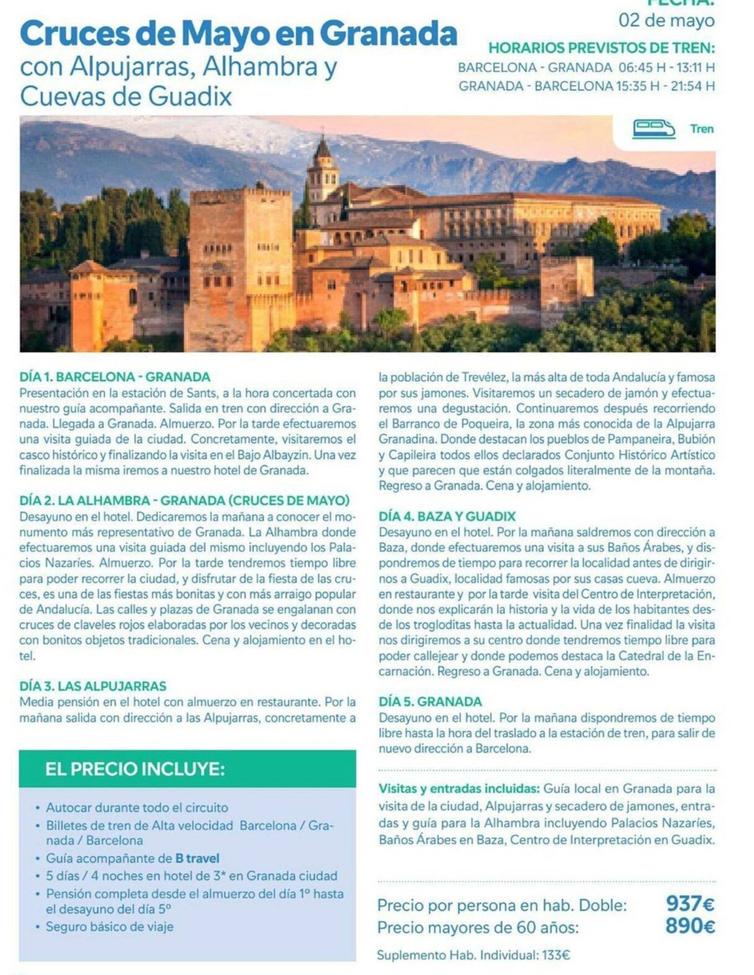 Oferta de Cruces De Mayo En Granada por 937€ en B The travel Brand