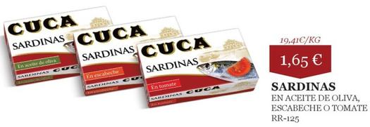 Oferta de Cuca - Sardinas por 1,65€ en CashDiplo