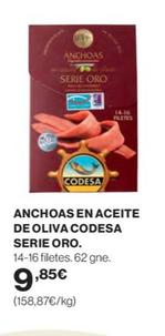 Oferta de Codesa Serie Oro - Anchoas En Aceite De Oliva por 9,85€ en El Corte Inglés