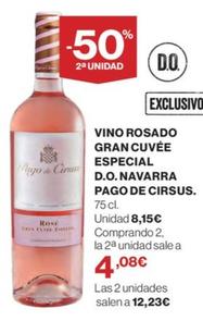 Oferta de Pago De Cirsus - Vino Rosado Gran Cuvée Especial D.o. Navarra por 8,15€ en El Corte Inglés
