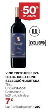 Oferta de Cune - Vino Tinto Reserva D.o.ca. Rioja Selección Limitada por 14€ en El Corte Inglés