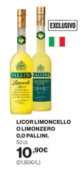 Oferta de Pallini - Licor Limoncello Olimonzero 0.0 por 10,9€ en El Corte Inglés