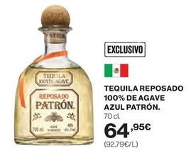 Oferta de Patrón - Tequila Reposado 100% De Agave Azul por 64,95€ en El Corte Inglés