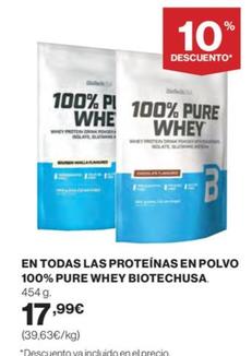 Oferta de Biotechusa - En Todas Las Proteínas En Polvo 100% Pure Whey por 17,99€ en El Corte Inglés