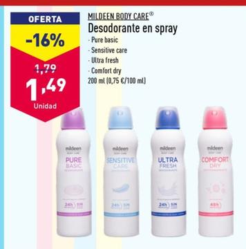 Oferta de Mildeen - Body Care Desodorante En Spray por 1,49€ en ALDI