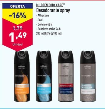 Oferta de Mildeen - Body Care Desodorante Spray por 1,49€ en ALDI
