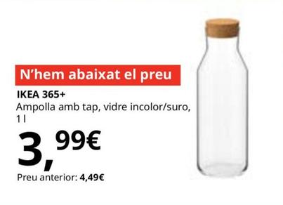 Oferta de Ikea 365+ Ampolla Amb Tap, Vidre Incolor/suro por 3,99€ en IKEA