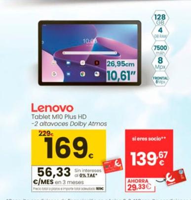 Oferta de Lenovo - Tablet M10 Plus Hd por 169€ en Eroski