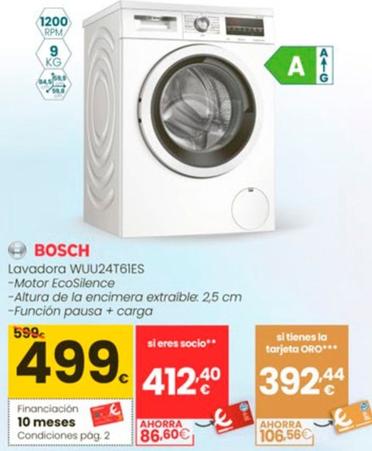 Oferta de Bosch - Lavadora WUU24T61ES por 499€ en Eroski