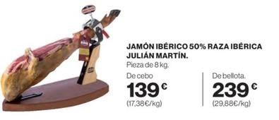 Oferta de Julian Martín - Jamón Ibérico 50% Raza Ibérica por 139€ en Supercor