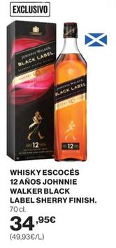 Oferta de Johnnie Walker - Whisky Escocés 12 Años Black Label Sherry Finish por 34,95€ en Supercor