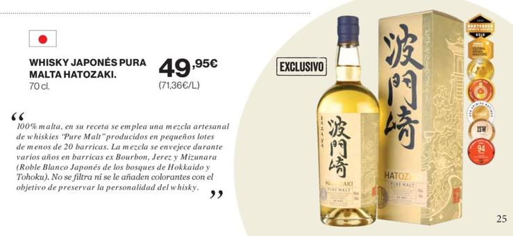 Oferta de Hatozaki - Whisky Japonés Pura Malta por 49,95€ en Supercor