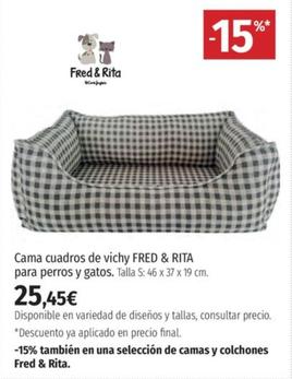 Oferta de Fred & Rita - Cama Cuadros De Vichy Para Perros Y Gatos por 25,45€ en El Corte Inglés