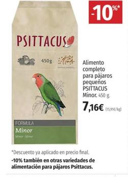 Oferta de Psittacus - Alimento Completo Para Pájaros Pequeños por 7,16€ en El Corte Inglés