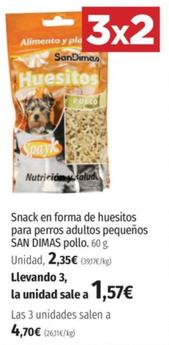 Oferta de San Dimas - Snack En Forma De Huesitos Para Perros Adultos Pequeños por 2,35€ en El Corte Inglés
