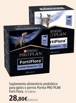 Oferta de Purina - Suplemento Alimenticio Probiotico Para Gatos O Perros Pro Plan Forti Flora por 28,8€ en El Corte Inglés
