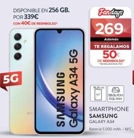 Oferta de Samsung - Smartphone Galaxy A34 por 269€ en Milar