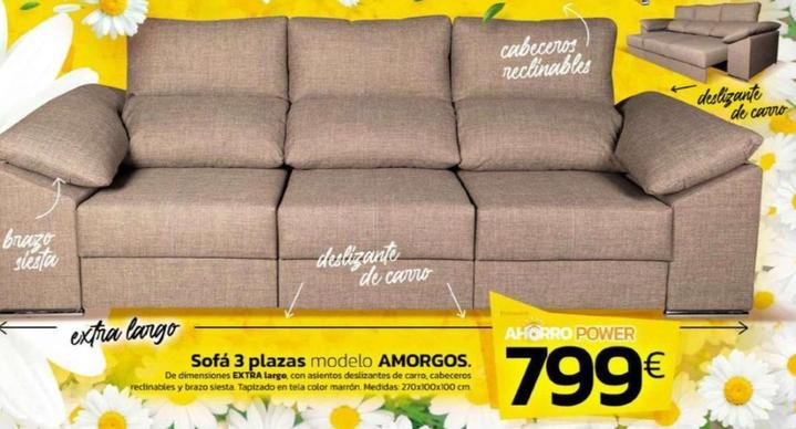 Oferta de Sofá 3 Plazas Amorgos por 799€ en Tifón Hipermueble
