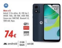 Oferta de Motorola - Moto E13 por 74€ en Zbitt