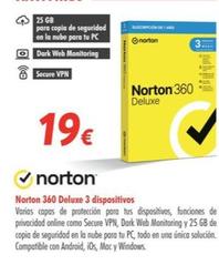 Oferta de Norton - 360 Deluxe 3 Dispositivos por 19€ en Zbitt