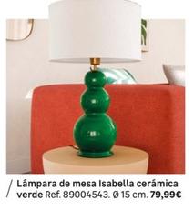 Oferta de Lámpara De Mesa Isabella Cerámica Verde por 79,99€ en Leroy Merlin